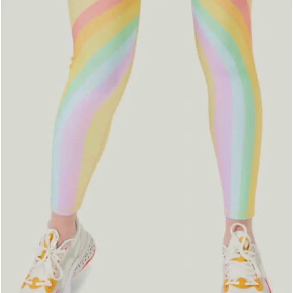 Terez Rainbow Yellow Leggings with Gray Lining, Size XS, NWOT - Picture 2 of 8